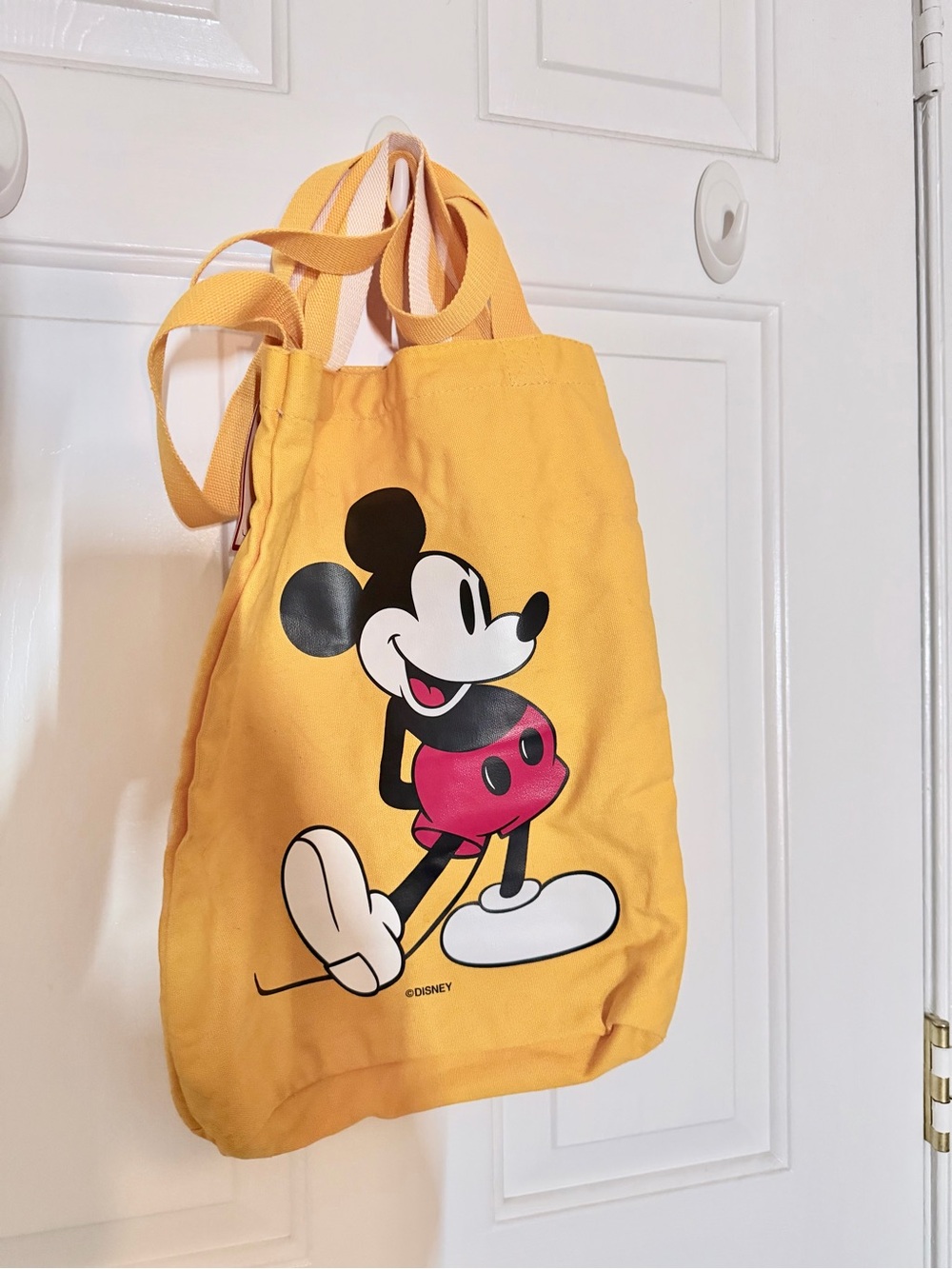 Disney Yellow Canvas Tote with Mickey Mouse Graphic